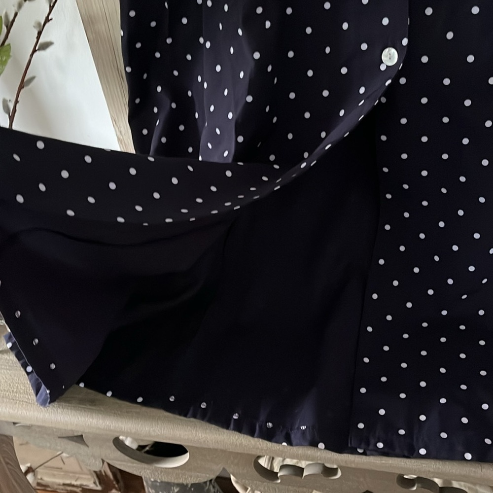 Vintage Navy and White Polka Dot Button Down Sleeveless Sheri Martin Midi Dress - Picture 4 of 10